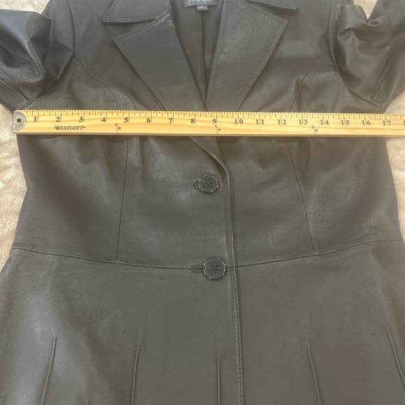 Classiques Entier Dark Brown 100% Leather Blazer Jacket Women’s Size 6 office - Picture 5 of 9